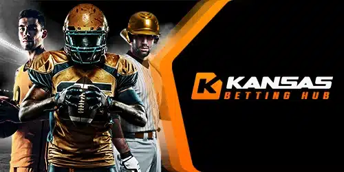Kansas Betting Hub image featuring athletes playing football, basketball, and baseball for Kansas sports betting.